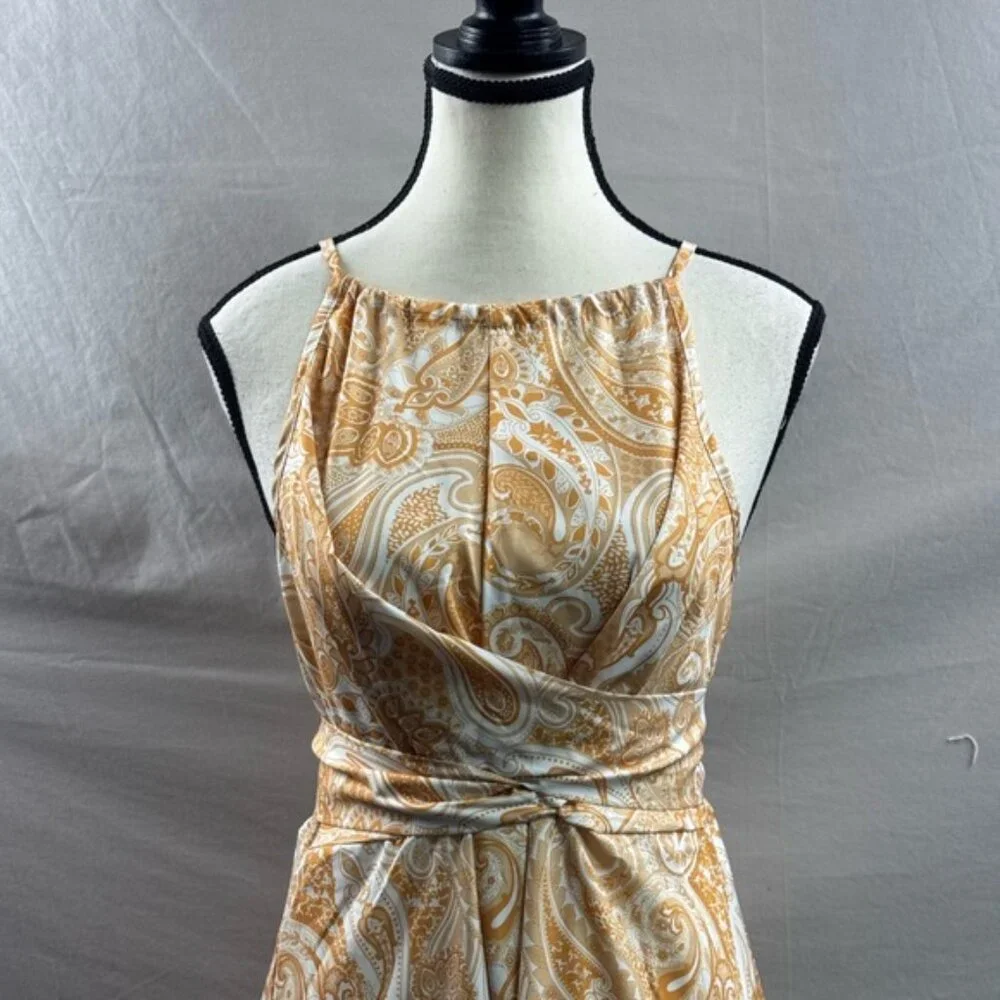 LAST ONE 🔥 Paisley Halter Neck Maxi Dress Yellow - Picture 9 of 9